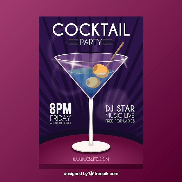 Free vector elegant cocktail party brochure