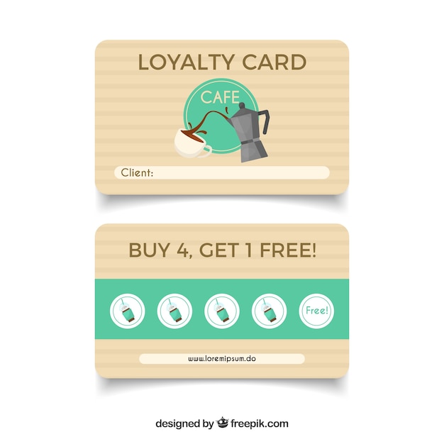 Free vector elegant coffee shop loyalty card template
