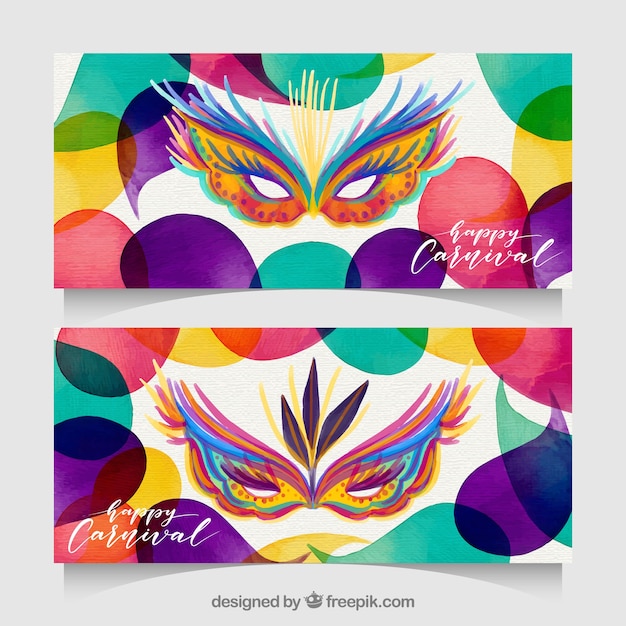 Vettore gratuito elegante design colorato banner di carnevale
