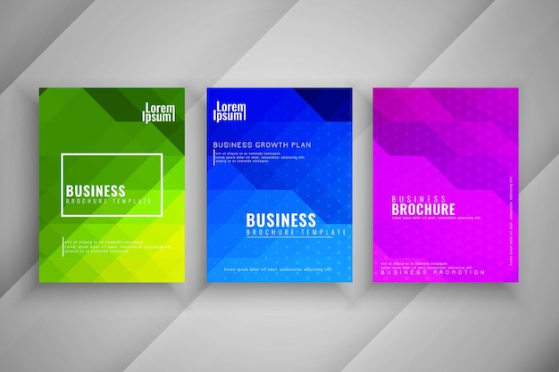 Elegante colorato geometrico business brochure template set vettoriale