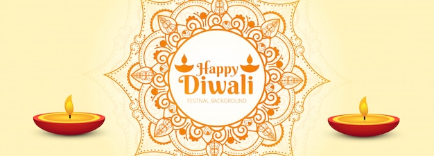 Elegant colorful happy diwali card festival banner