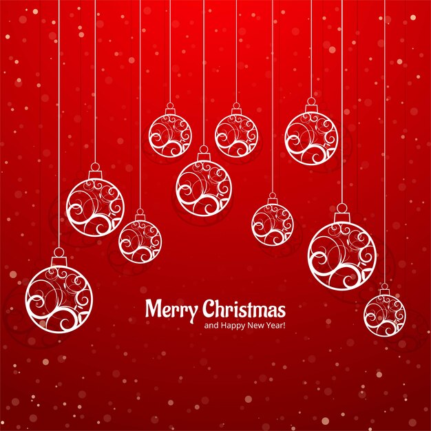 Elegant colorful merry christmas ball greeting card background vector