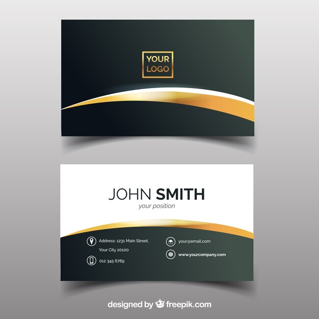 Free vector elegant corporate card with golden accents