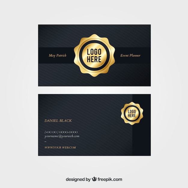 Free vector elegant corporate card with golden seal