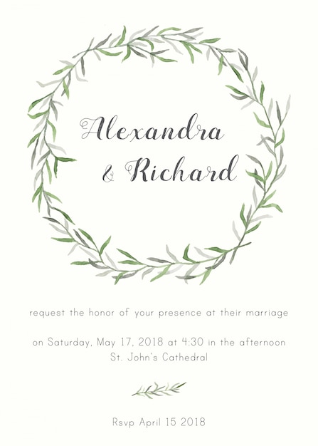 Elegant and cute wedding invitation with floral elements