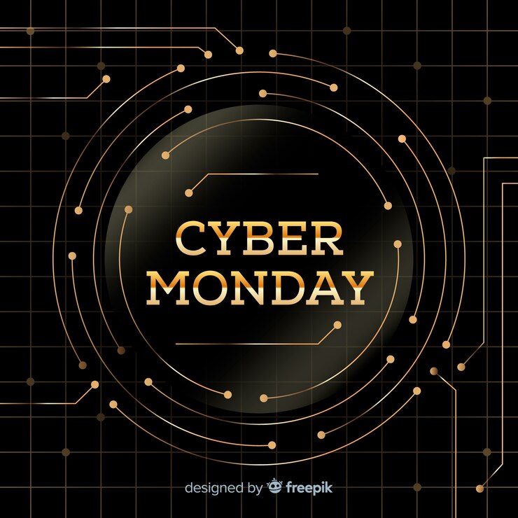 Free Vector elegant cyber monday sale background with golden text