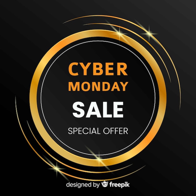 Elegant cyber monday sale background with golden text