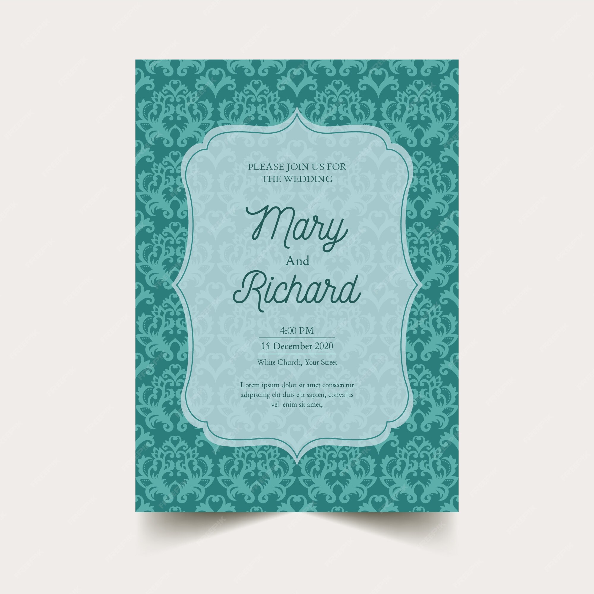 free-vector-elegant-damask-wedding-invitation-template