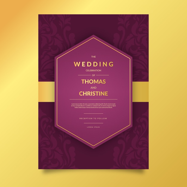 Elegant damask wedding invitation template