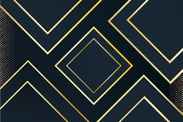 Free vector elegant dark background with golden details