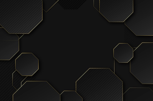 Free vector elegant dark background with golden details