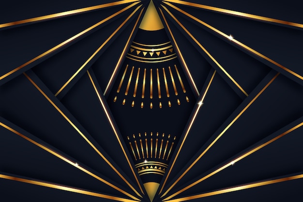 Free vector elegant dark background with golden details