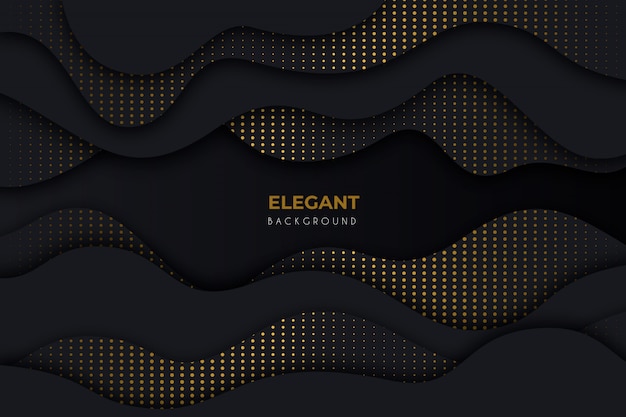 Free vector elegant dark background  with golden details