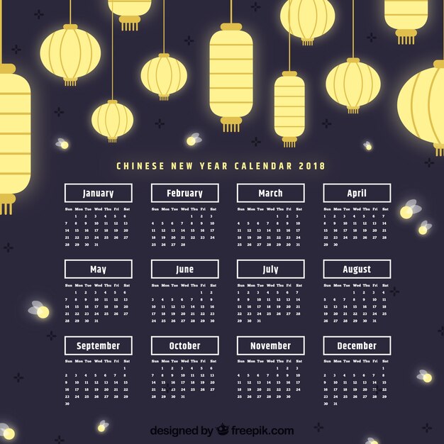 Elegant dark chinese new year calendar