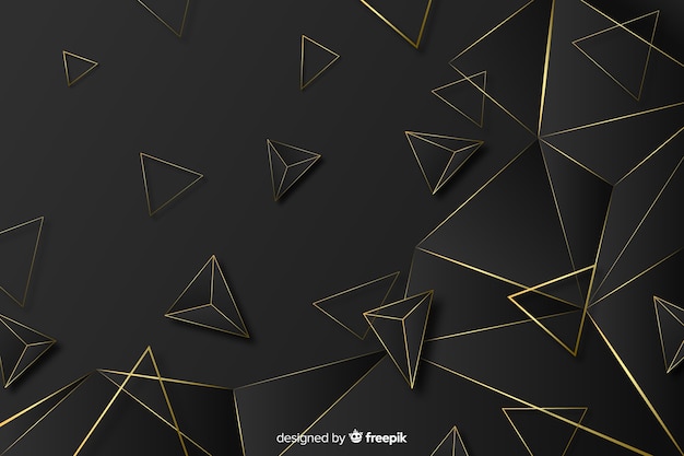 Free vector elegant dark and gold polygonal background