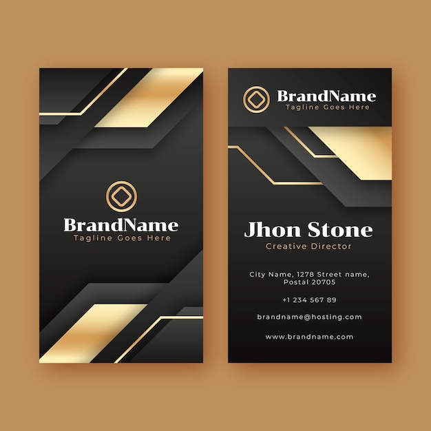 Free vector elegant dark and golden vertical business card