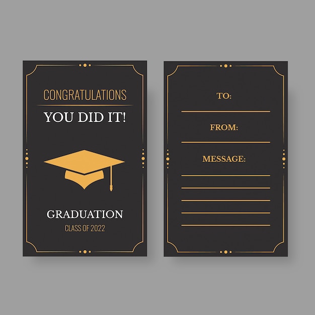 Free vector elegant dark graduation gift tag