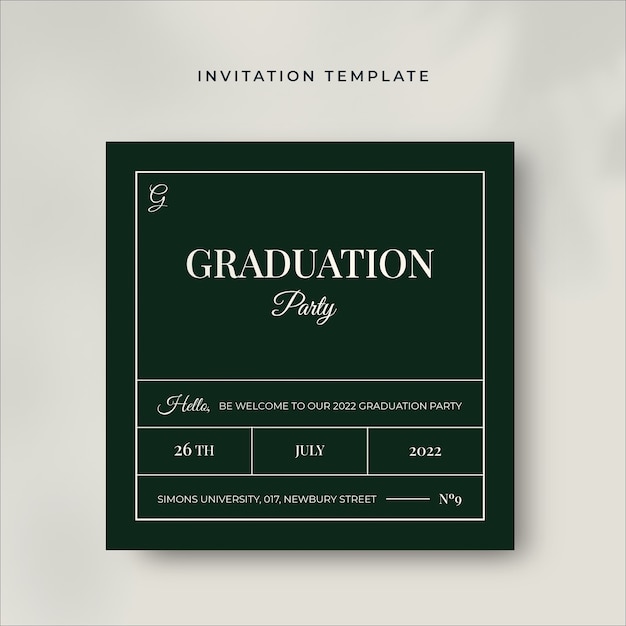 Free vector elegant dark graduation invitation card