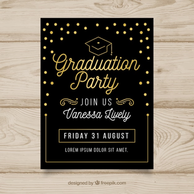 Free vector elegant dark graduation party invitation