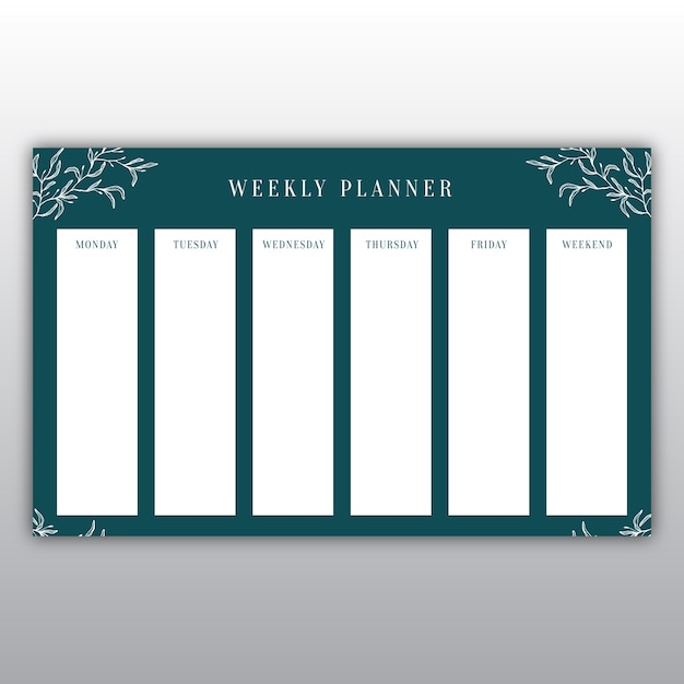 Elegant dark green weekly planner