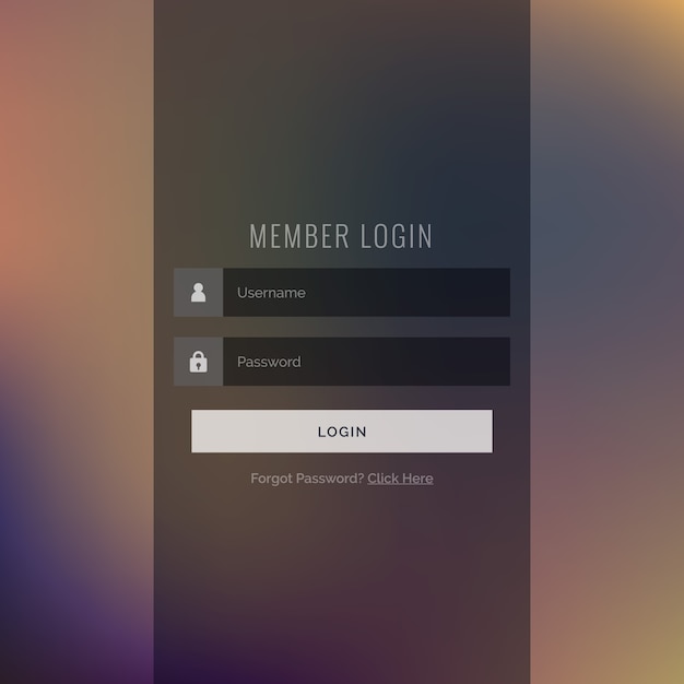 Vettore gratuito design elegante login modello interfaccia utente scuro