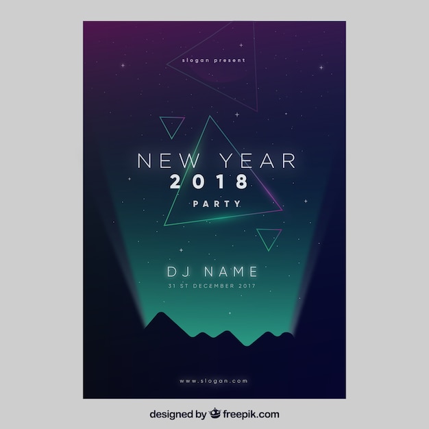 Free vector elegant dark poster template for new year party