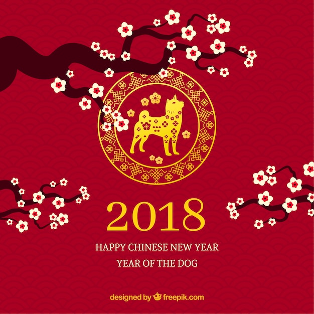 Elegant dark red chinese new year background