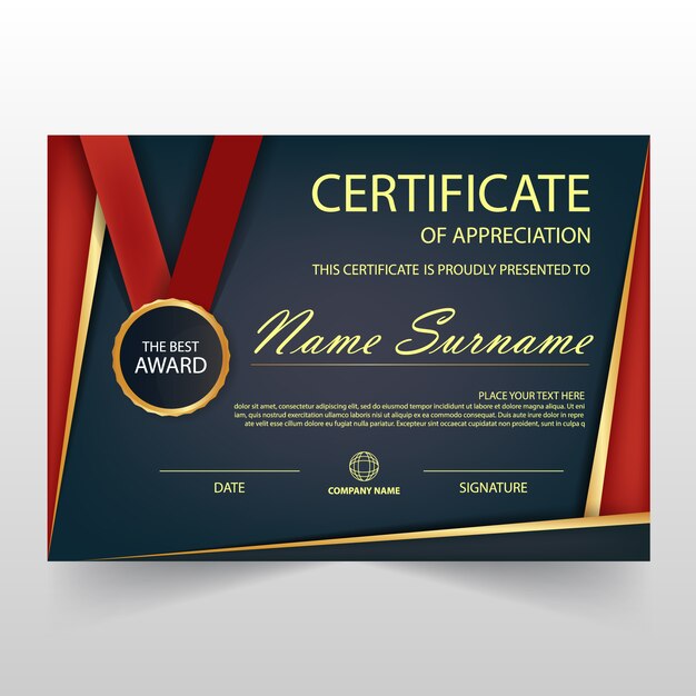 Elegant dark and red horizontal certificate illustration