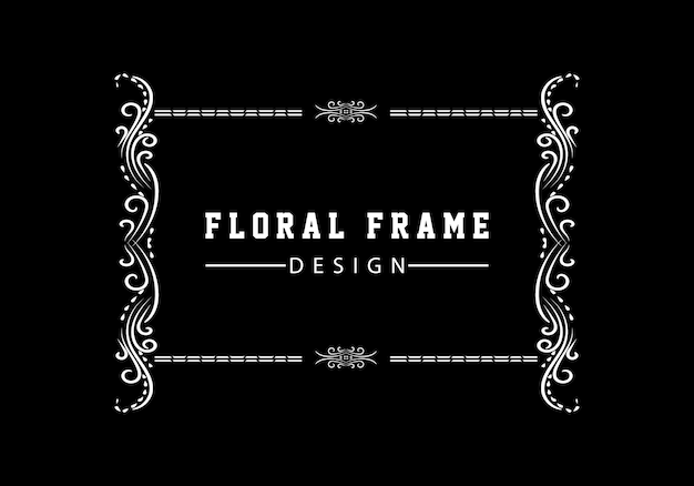 Elegant decorative black floral frame design free vector;