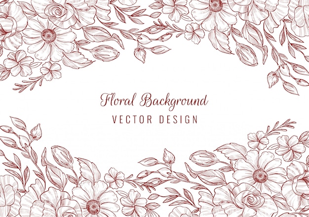 Elegant decorative sketch floral card frame background