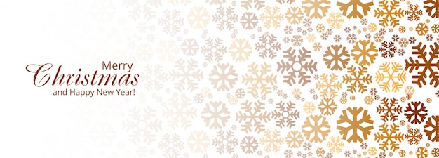 Elegant decorative snowflakes merry christmas card banner