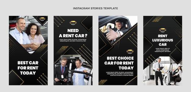 Elegant design of car rental business instagram stories