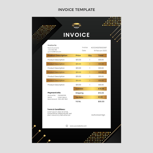 무료 벡터 자동차 렌탈 사업 인보이스의 우아한 디자인