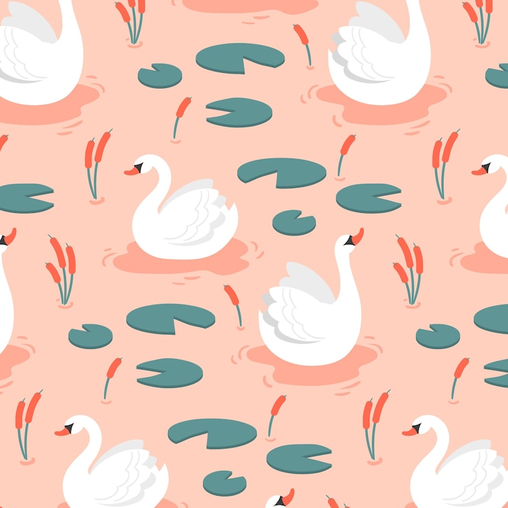 Free Vector elegant design swan pattern