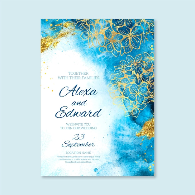 Free vector elegant detailed wedding invitation template