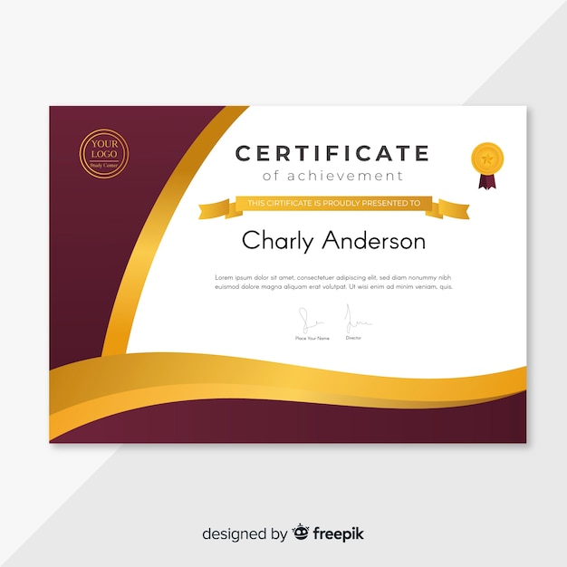 Elegant diploma template with golden elements