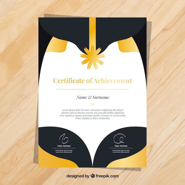 Free vector elegant diploma with golden details