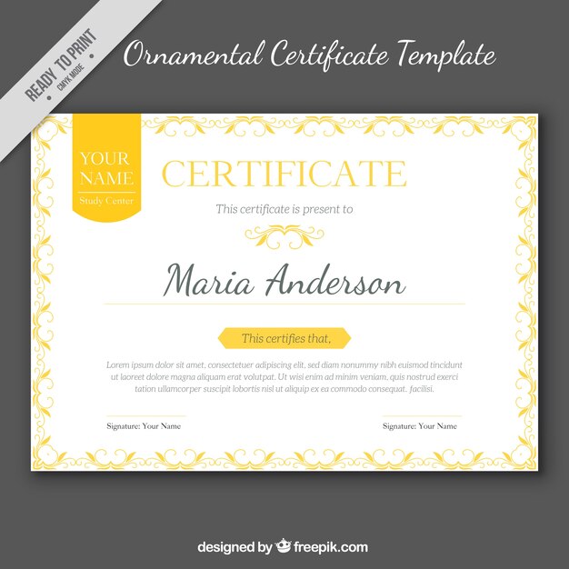 Elegant diploma with golden ornaments