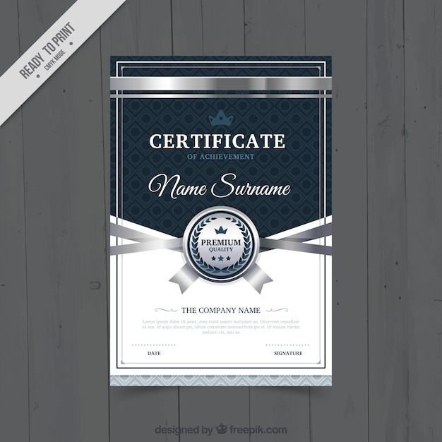 Free vector elegant diploma with silver details