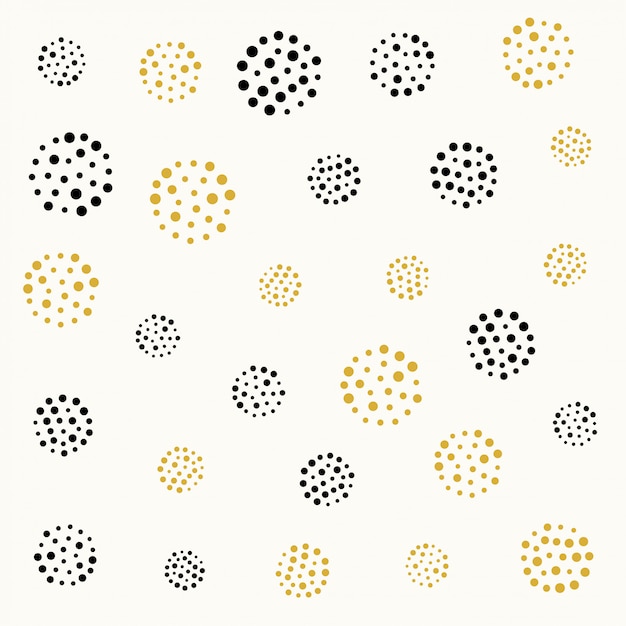 Free vector elegant dots circle pattern in black and gold colors