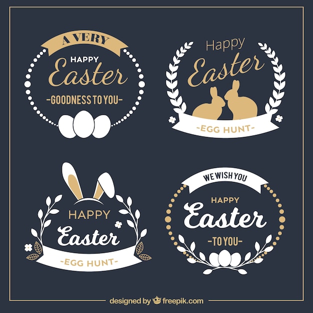 Free vector elegant easter badge collection