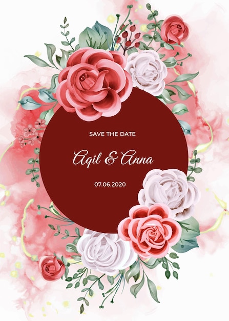 Elegant Engagement Rose Watercolor Wedding Invitation