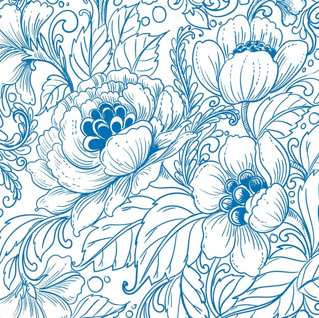 Elegant ethnic decorative blue floral pattern design