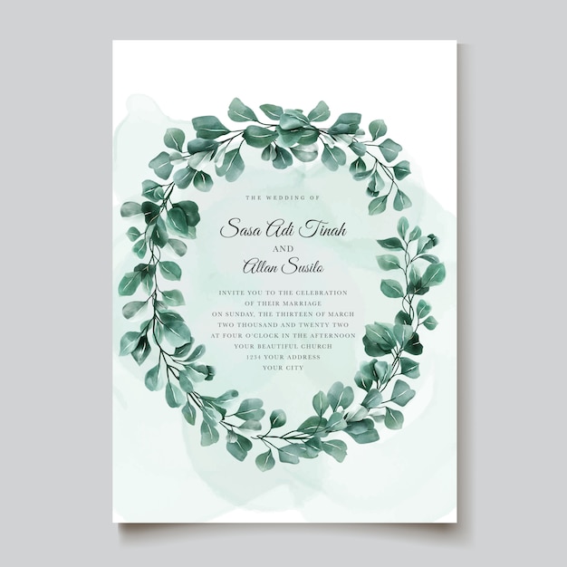 Free vector elegant eucalyptus invitation card template