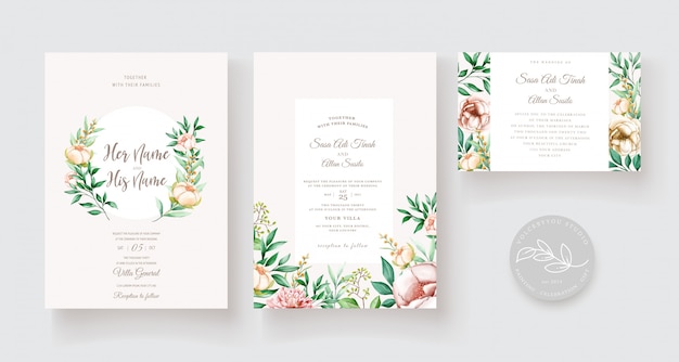 Elegant eucalyptus wedding invitation card set