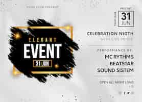 Free vector elegant event party banner with black splash