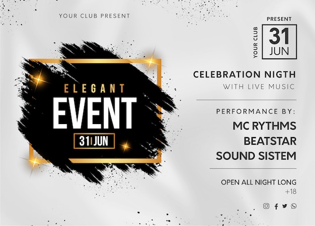 Elegant Event Party Banner with Black Splash