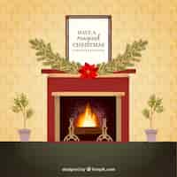 Free vector elegant fireplace background