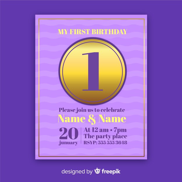 Elegant first birthday invitation card