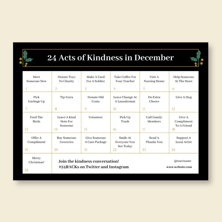 Free Vector elegant flat christmas kindness calendar
